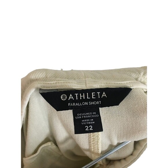 Athleta Shorts Women's Size 22 Light Yellow Stretch Draw String Farallon Cotton - Picture 3 of 5